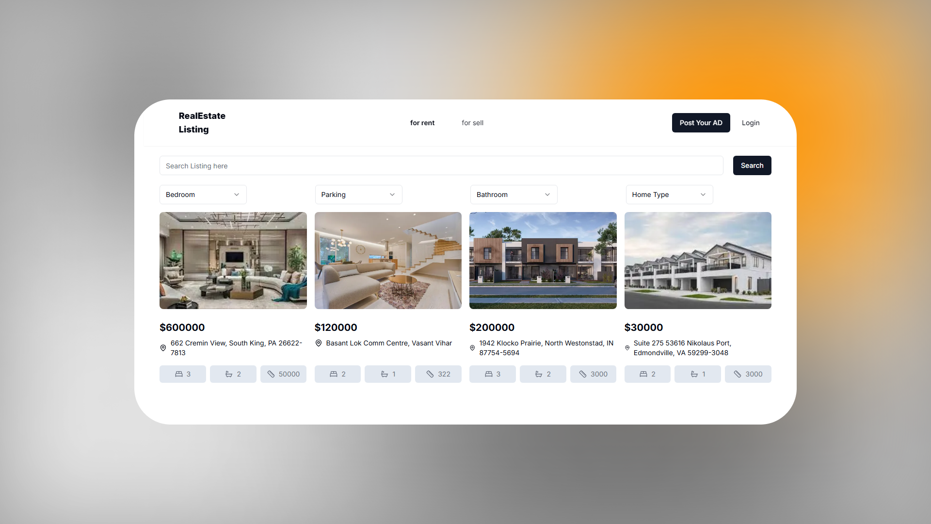 Real Estate Listing Website cover