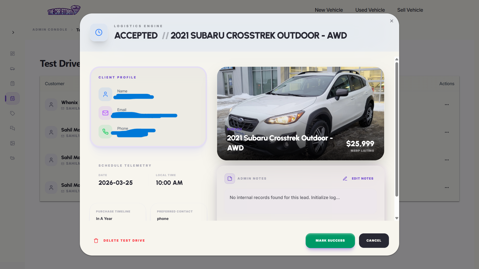 Test Drive Management